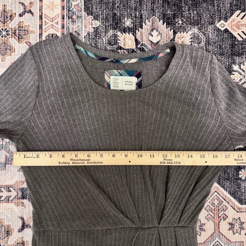 Anthropologie Saturday Sunday Gray Knit Ribbed 3/4 Sleeve Midi Dress Size Small - Picture 11 of 12